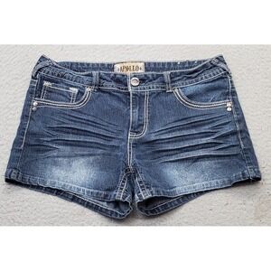 Apollo Chino Shorts Womens Size 11/12 Blue Denim Regular Fit Embellished Pockets